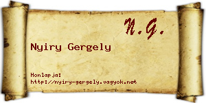 Nyiry Gergely névjegykártya